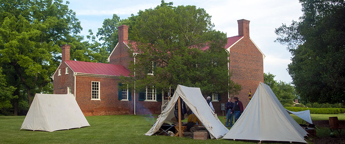 Tents are set up on Historic Sandusky's rear lawn